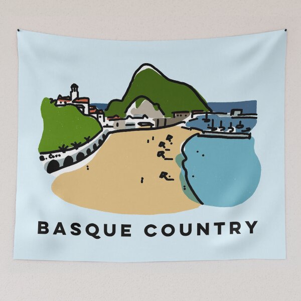Item preview, Basque Country | Guetaria Beach Illustration designed and sold by Covo Studio.