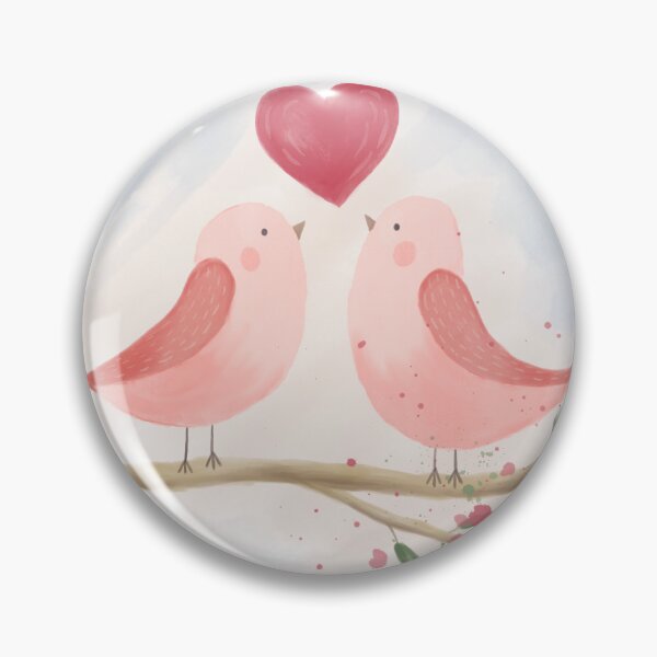 Item preview, Cute Watercolor Lovebirds with Heart designed and sold by LafinaArt.