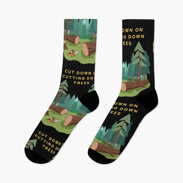 Item preview, Cut Down On Cutting Down Trees Thoughtful Gifts For Environmentalists (yellow text) designed and sold by Wordfall.