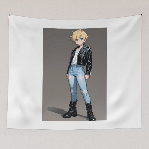 Item preview, Fashion - Man in Black Leather Jacket Slim Jeans Streetwear Anime Variant 6 designed and sold by AnimeShin.