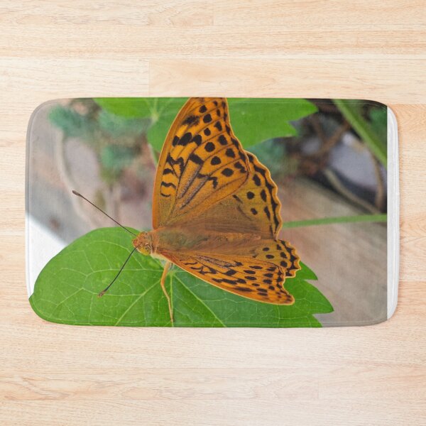 Item preview, Vibrant Orange Butterfly on Green Leaf - Macro Nature Photography designed and sold by Yondara.