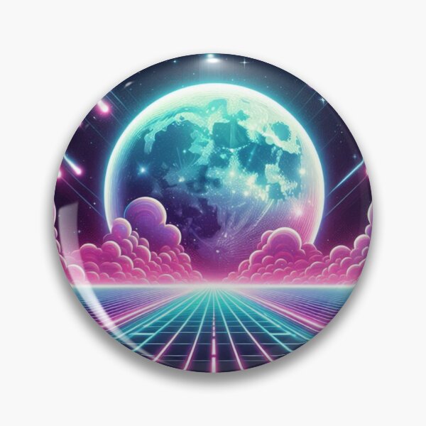 Item preview, Neon Cosmic Landscape – Retro Sci-Fi Dream designed and sold by Dogandesighn.