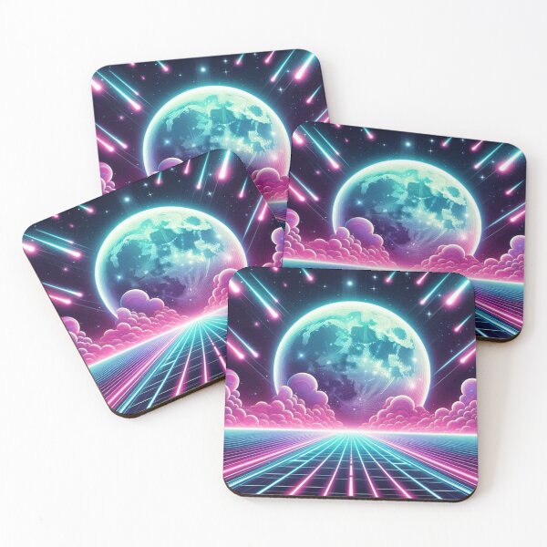 Item preview, Neon Cosmic Landscape – Retro Sci-Fi Dream designed and sold by Dogandesighn.