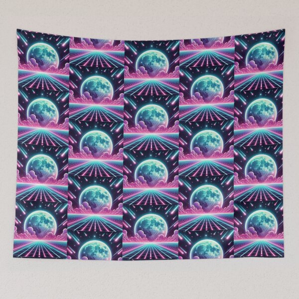 Item preview, Neon Cosmic Landscape – Retro Sci-Fi Dream designed and sold by Dogandesighn.
