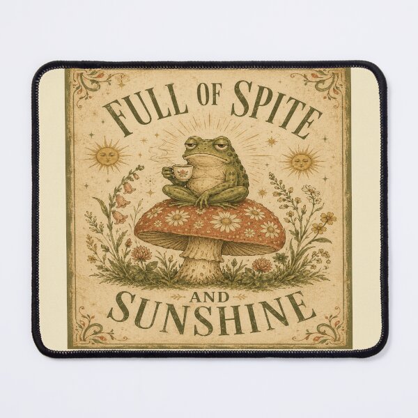Item preview, Full of Spite and Sunshine Grumpy Frog Cottagecore Tee designed and sold by POD DYNASTY | Original Print On Demand T-Shirt Graphics.