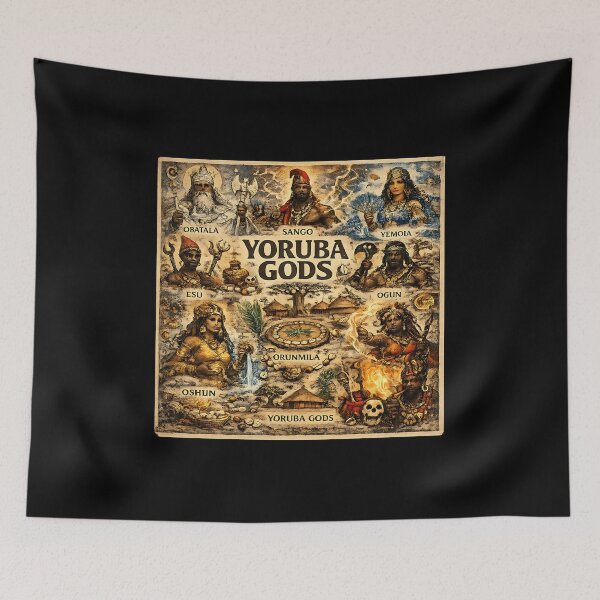 Item preview, Yoruba Gods Collage | African Mythology Pantheon Art Featuring Shango, Ogun & Yemoja designed and sold by RockyLambda.
