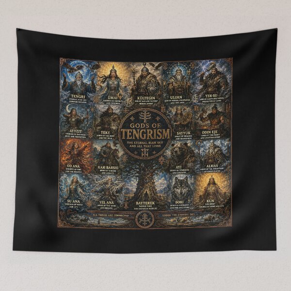 Item preview, Tengri Gods Collage | Turkic Mythology Pantheon Art Featuring Tengri, Umay & Erlik designed and sold by RockyLambda.