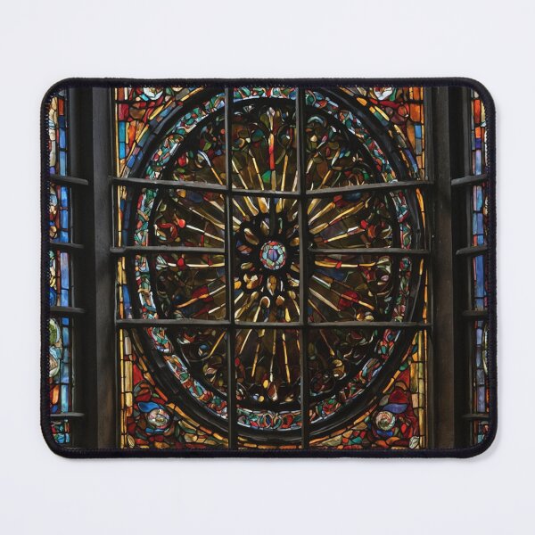 Item preview, White Crow in Blazing Gothic Rose Window designed and sold by GeoWhimsy Studio.