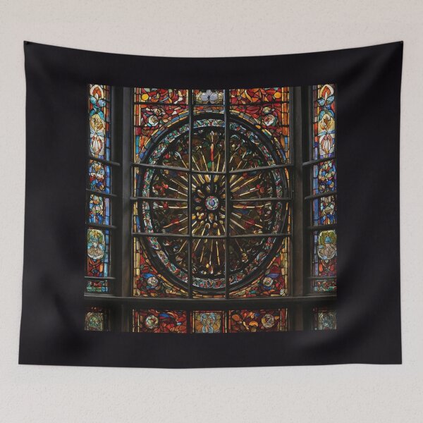 Item preview, White Crow in Blazing Gothic Rose Window designed and sold by GeoWhimsy Studio.