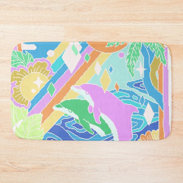 Item preview, Tropical Dolphin Paradise Pixel Art designed and sold by LilSeashell.