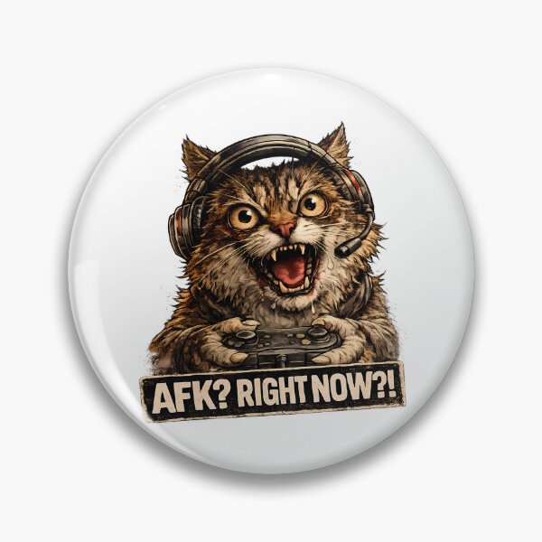 Item preview, AFK? Right Now?! Funny Gamer Cat Meme Description designed and sold by DryHumorPrints.