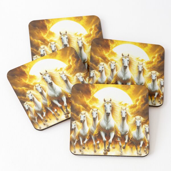 Item preview, Seven White Horses Running at Golden Sunrise Wall Art | Powerful Energy designed and sold by TheGallery69.