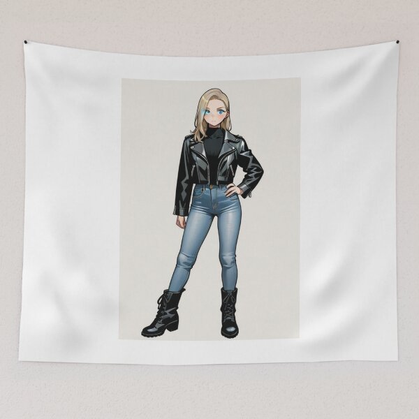 Item preview, Fashion - Man in Black Leather Jacket Slim Jeans Streetwear Anime designed and sold by AnimeShin.