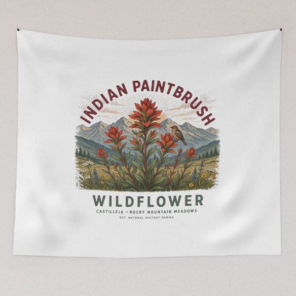Item preview, Indian Paintbrush Wildflower – Castilleja Rocky Mountain Meadows Botanical Nature Design designed and sold by ArcticFoxStudio.