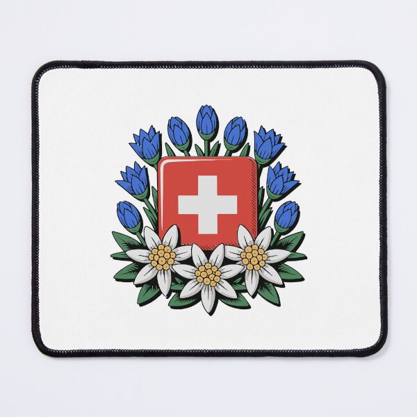 Item preview, Swiss National Day Bundesfeier Alpine Flowers designed and sold by AntiqueImages.