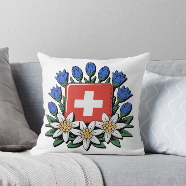 Item preview, Swiss National Day Bundesfeier Alpine Flowers designed and sold by AntiqueImages.