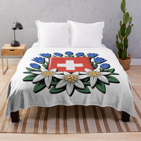 Item preview, Swiss National Day Bundesfeier Alpine Flowers designed and sold by AntiqueImages.