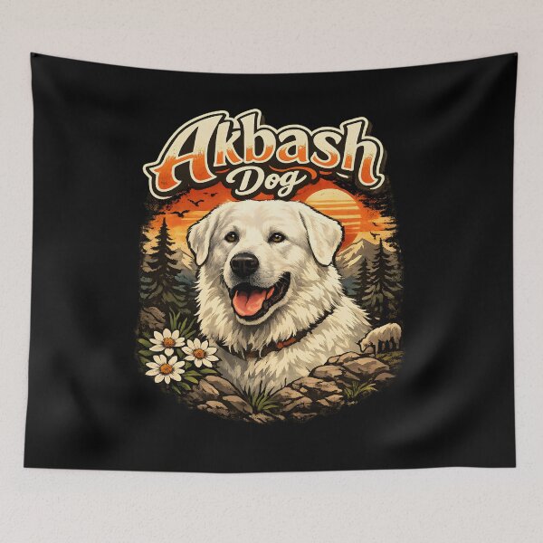 Item preview, Akbash Dog Sunset Mountain Portrait | Livestock Guardian Breed Art designed and sold by blankTeeShirt.