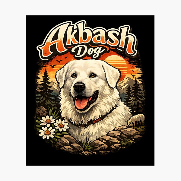 Item preview, Akbash Dog Sunset Mountain Portrait | Livestock Guardian Breed Art designed and sold by blankTeeShirt.
