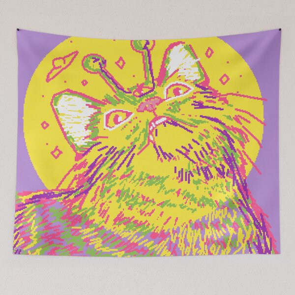 Item preview, Alien Cat Pixel Art designed and sold by LilSeashell.