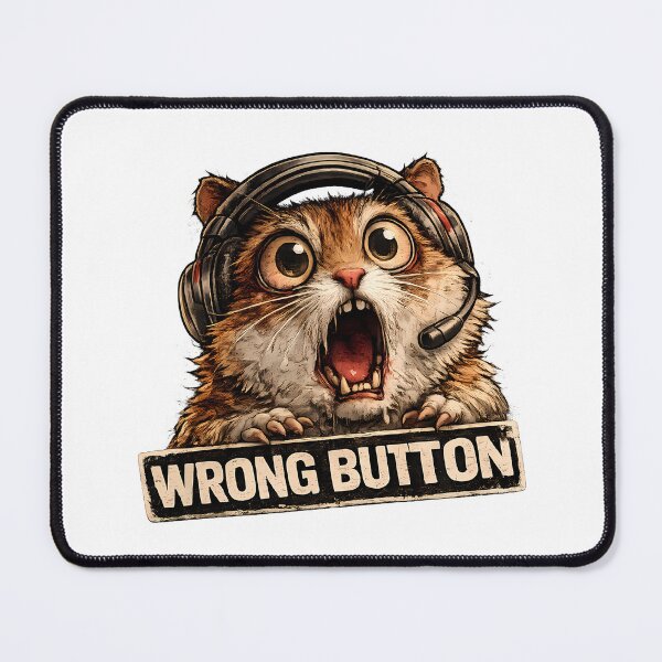 Item preview, Wrong Button Funny Gamer Hamster Meme designed and sold by DryHumorPrints.