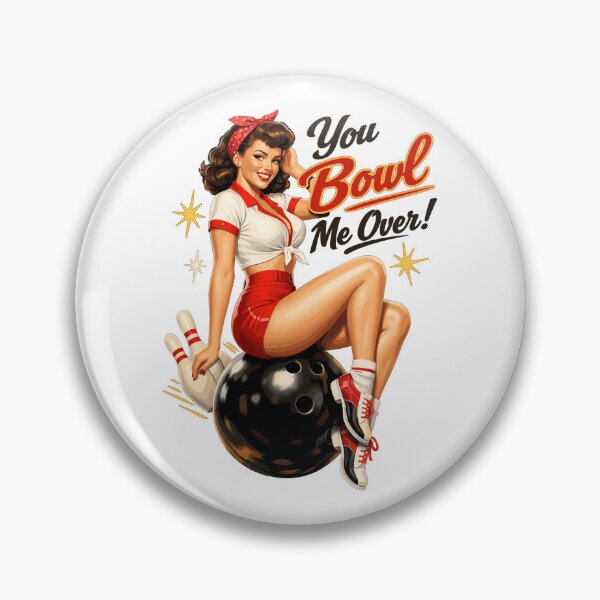 Item preview, Retro Bowling Pin-Up Lady – You Bowl Me Over designed and sold by Pineapple-Tree.