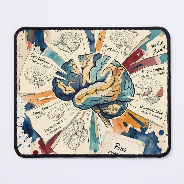 Item preview, Neuroanatomy Mind Map: Watercolor Brain & Medical Notes designed and sold by MEDICOFFEE.