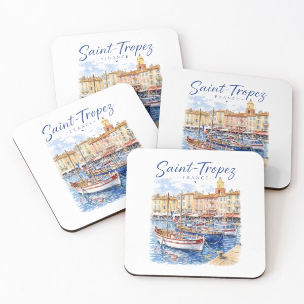 Item preview, Saint-Tropez France Harbor Watercolor Travel Artwork designed and sold by Backsay.