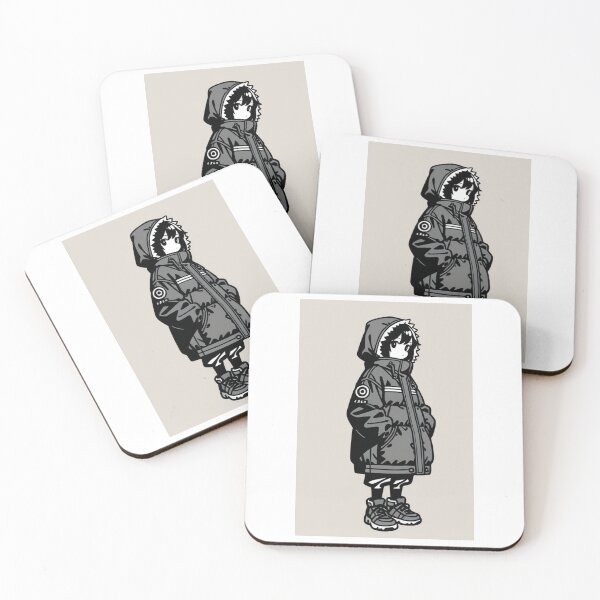 Item preview, Fashion - Man in Black Puffer Jacket Hood Up Streetwear Anime designed and sold by AnimeShin.