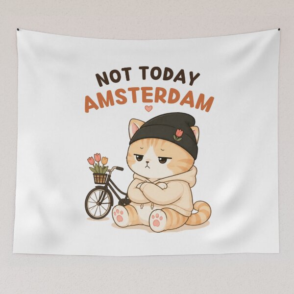 Item preview, Not Today Amsterdam Cat | Cute Kawaii Aesthetic | Funny Introvert Travel Design designed and sold by The Mood Index.