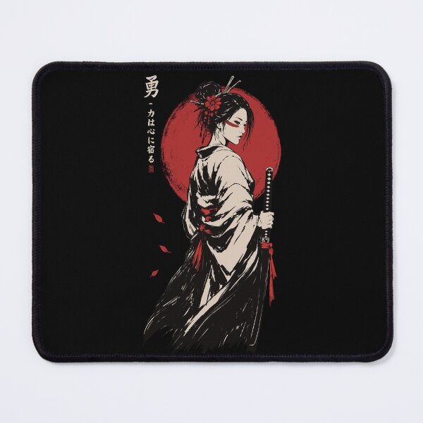 Item preview, Samurai Woman Under Red Sun | Japanese Warrior Art designed and sold by MonNoir.