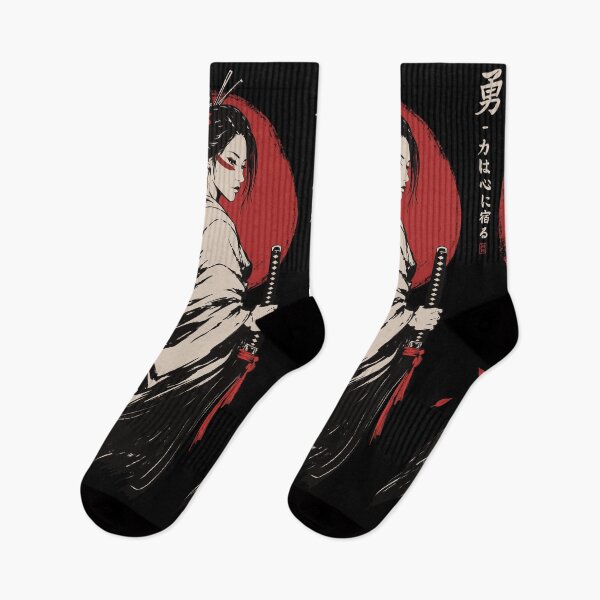 Item preview, Samurai Woman Under Red Sun | Japanese Warrior Art designed and sold by MonNoir.