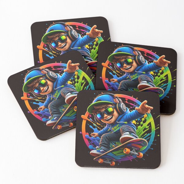 Item preview, Dynamic Skater Boy - Neon Rainbow Paint Splash Skateboard Art designed and sold by AgnesB77.