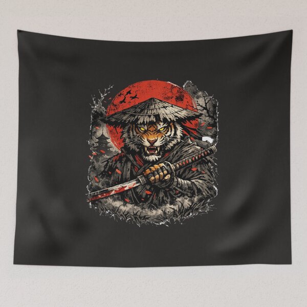 Item preview, Fierce Samurai Tiger Warrior with Blood Moon designed and sold by Besir26.