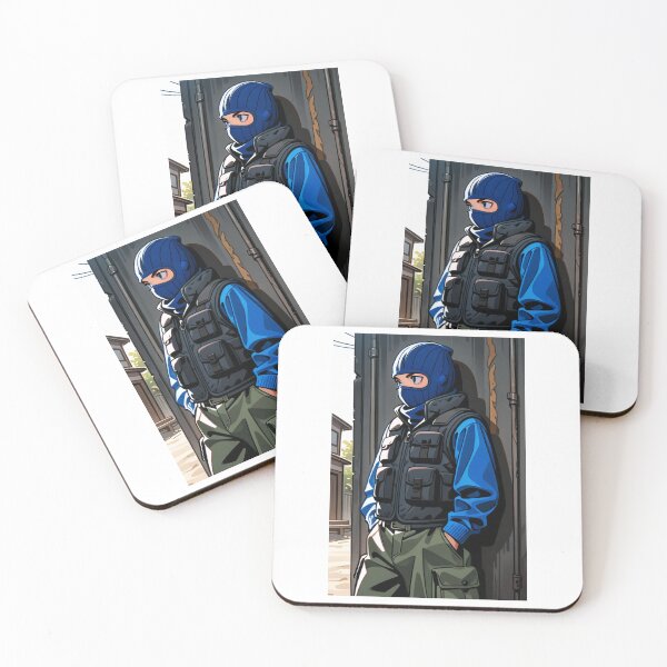 Item preview, Fashion - Man in Black Puffer Vest Balaclava Cargo Streetwear Anime designed and sold by AnimeShin.