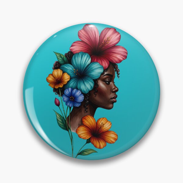 Item preview, Black Woman Portrait with Tropical Flowers designed and sold by digitalbob60.