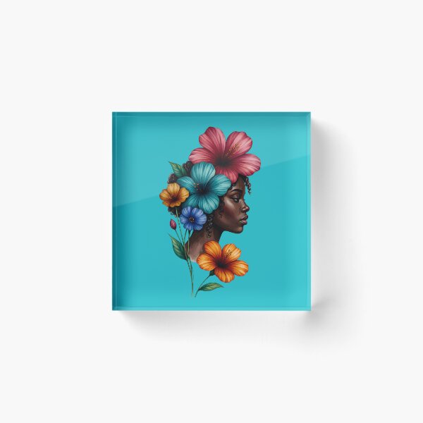 Item preview, Black Woman Portrait with Tropical Flowers designed and sold by digitalbob60.