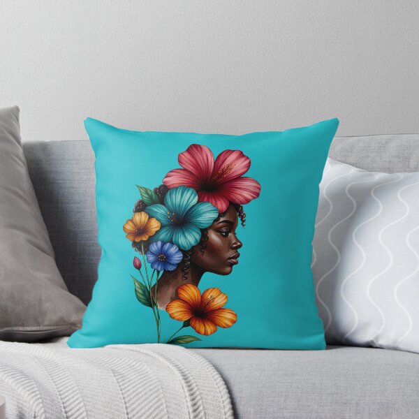 Item preview, Black Woman Portrait with Tropical Flowers designed and sold by digitalbob60.
