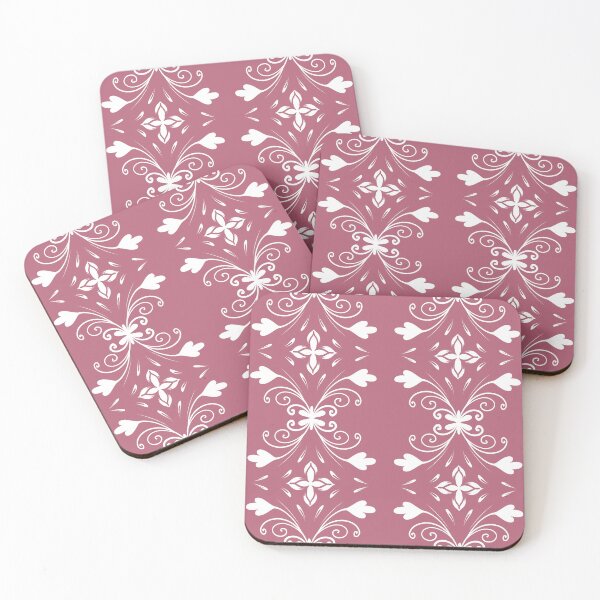 Item preview, Textile art Floral Patterns White and Pig blood red designed and sold by LifeTU.