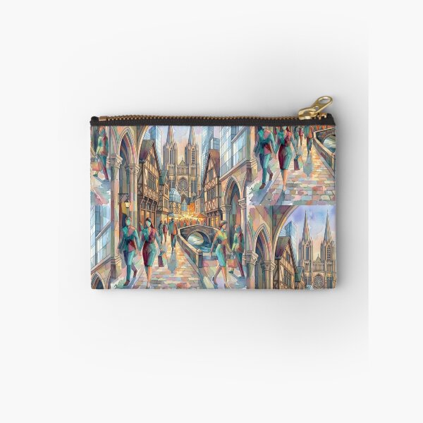 Item preview, Abstract Watercolor City Walk | Fluid Geometric Street Life | Modernist Mixed Architecture Wall Art designed and sold by SergioMiklos.