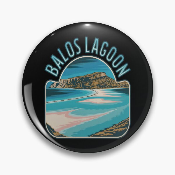 Item preview, Balos Lagoon Vintage Travel Sticker – Retro Crete Coastline Illustration designed and sold by stickercuffs.