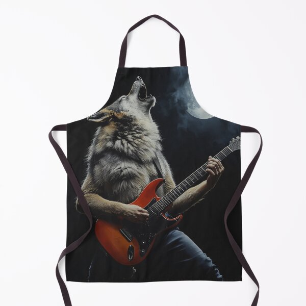 Item preview, Howling Wolf Playing Electric Guitar Full Moon Dark Rock Art T-Shirt designed and sold by SunnyDesign82.