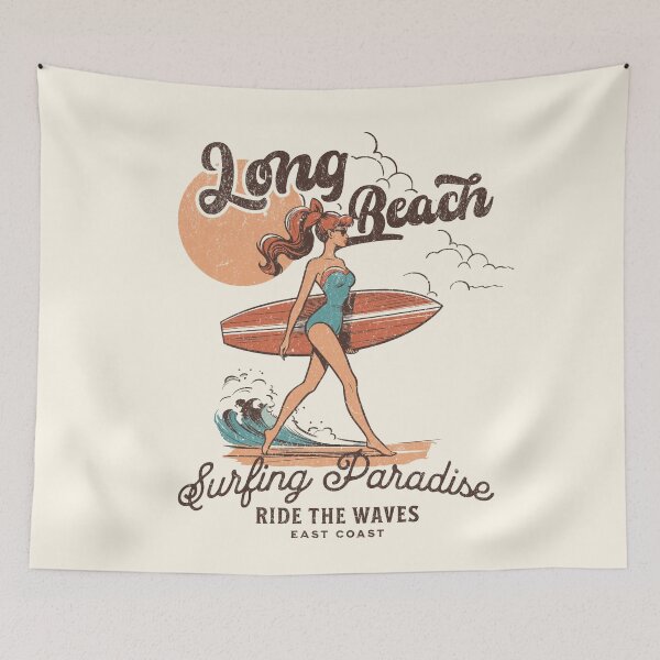 Item preview, Long Beach – Surfing Paradise Retro Surf designed and sold by AngryToro.