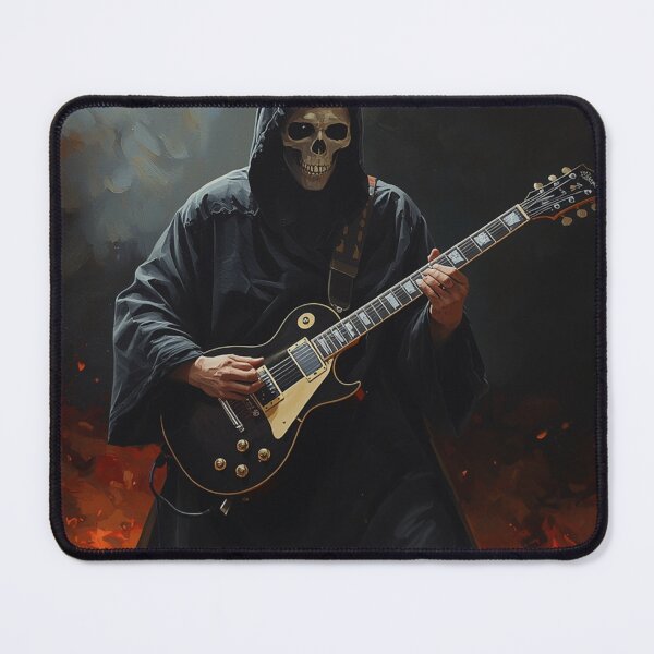 Item preview, Grim Reaper Playing Electric Guitar Dark Gothic Rock Art T-Shirt designed and sold by SunnyDesign82.