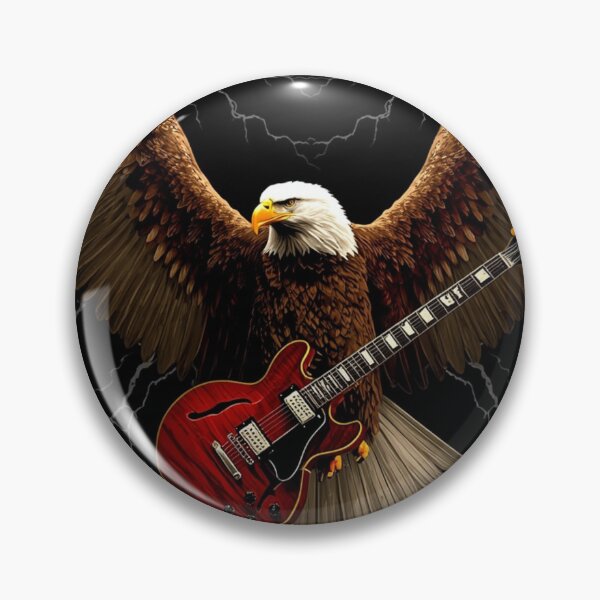 Item preview, Bald Eagle Spread Wings Electric Guitar Lightning Dark Rock Art T-Shirt designed and sold by SunnyDesign82.