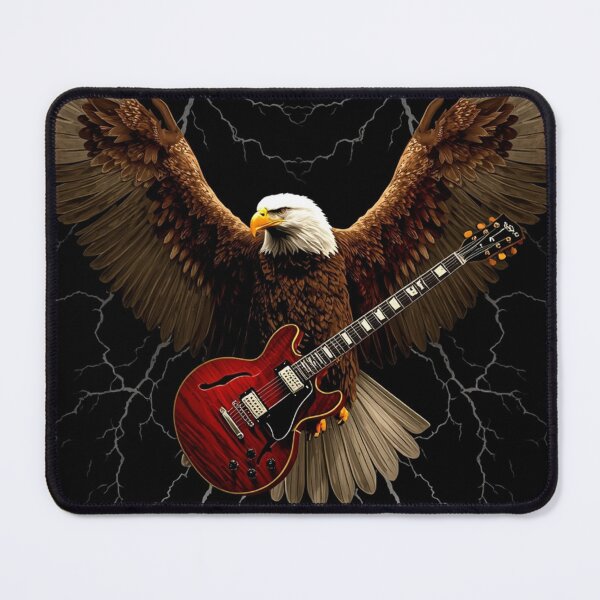 Item preview, Bald Eagle Spread Wings Electric Guitar Lightning Dark Rock Art T-Shirt designed and sold by SunnyDesign82.