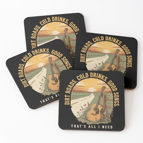 Item preview, Dirt Roads Cold Drinks Good Songs Country Music T-Shirt That's All I Need Vintage Guitar Sunset Tee Alternative Titles (for different product designed and sold by SonglyMusic.