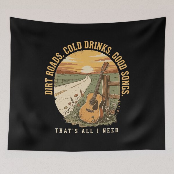 Item preview, Dirt Roads Cold Drinks Good Songs Country Music T-Shirt That's All I Need Vintage Guitar Sunset Tee Alternative Titles (for different product designed and sold by SonglyMusic.