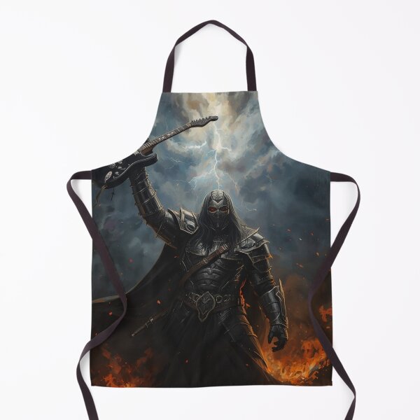 Item preview, Dark Armored Warrior Electric Guitar Lightning Rock Art T-Shirt designed and sold by SunnyDesign82.