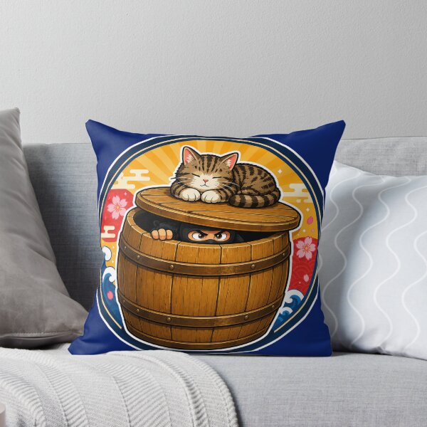 Item preview, Ninja Hiding in Barrel with Sleepin Cat | Japanese Comic designed and sold by Aguri-tei.